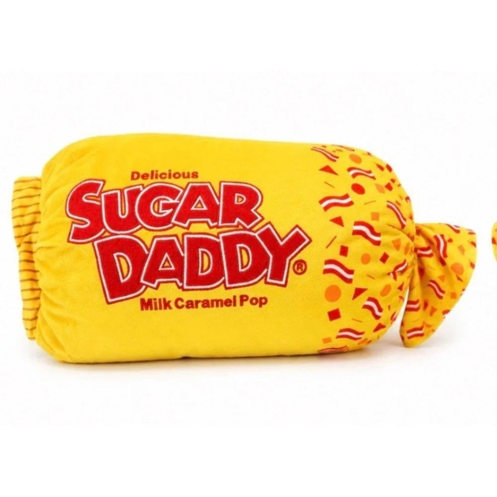 Sugar Daddy Milk Caramel Pop Plush Pillow Candy Novelty Decor Yellow Retro Gift